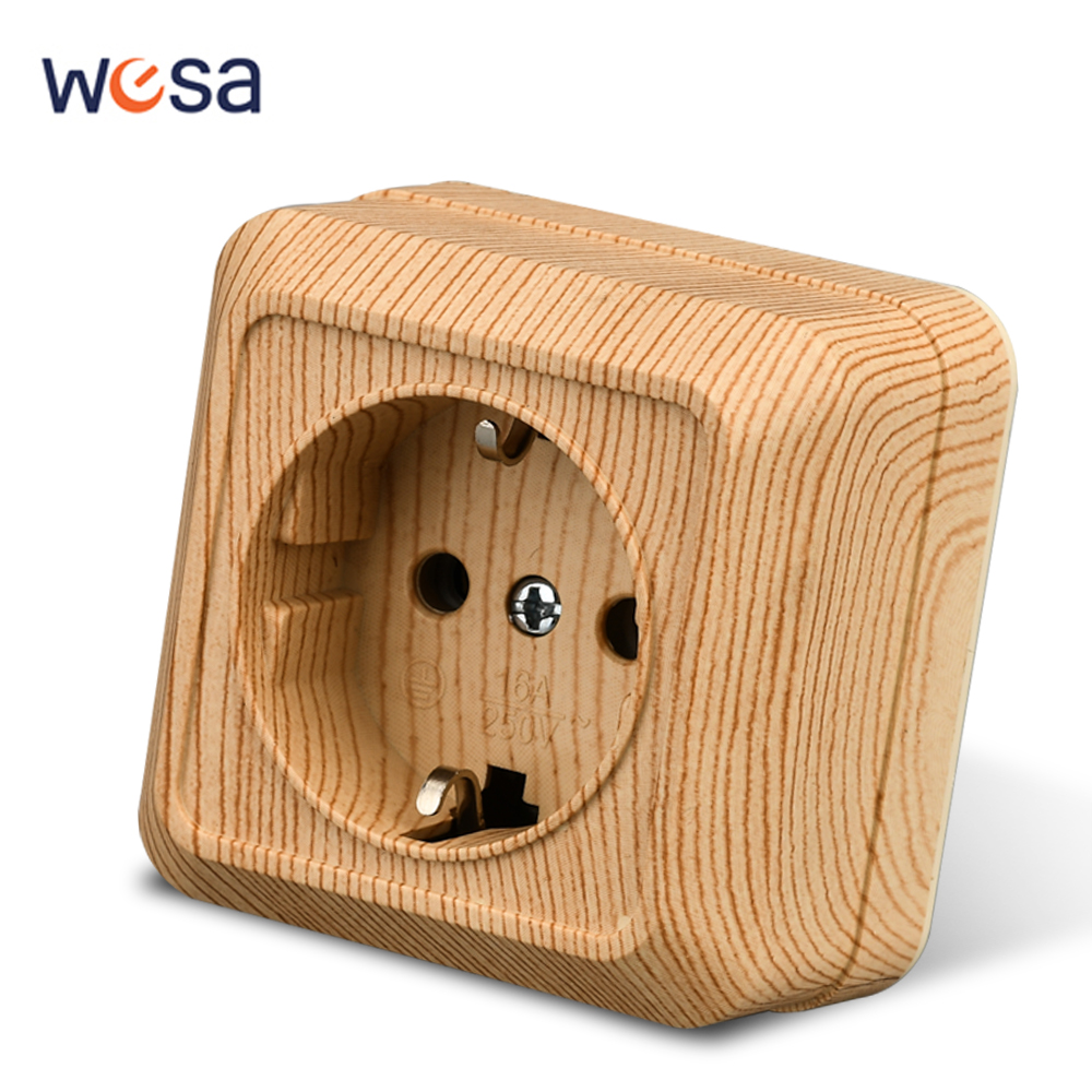 Outdoor Power Rack - WESA Holz Wandoberfläche Steckdose Stecker EU