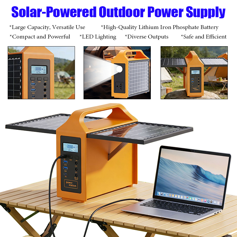 Outdoor Power Source - 150W Tragbare Solarstromstation mit LED-Licht &