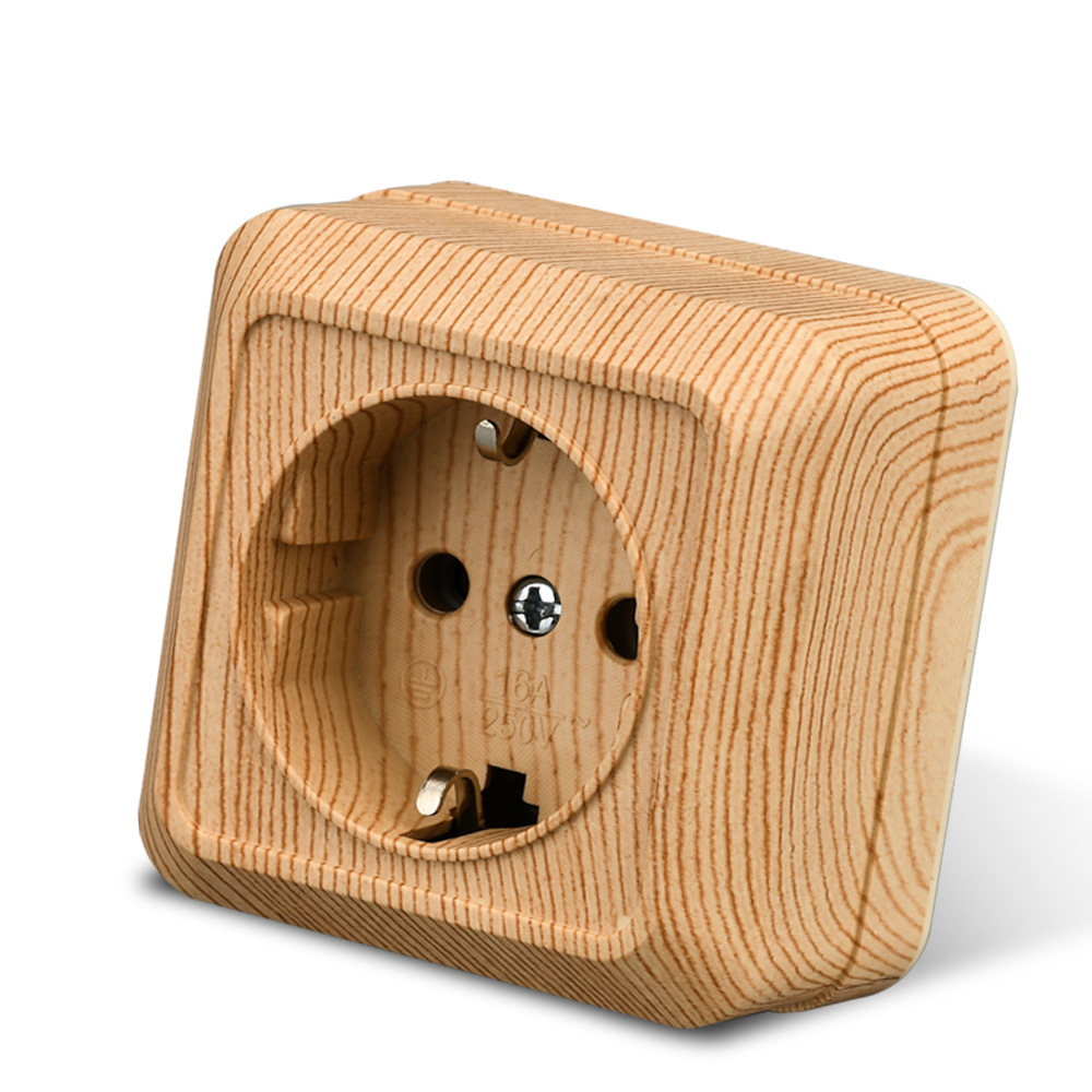 Outdoor Power Rack - WESA Wandoberflächen-Steckdosenstecker aus Holz, EU-Steckdosen, Bodenimitation,