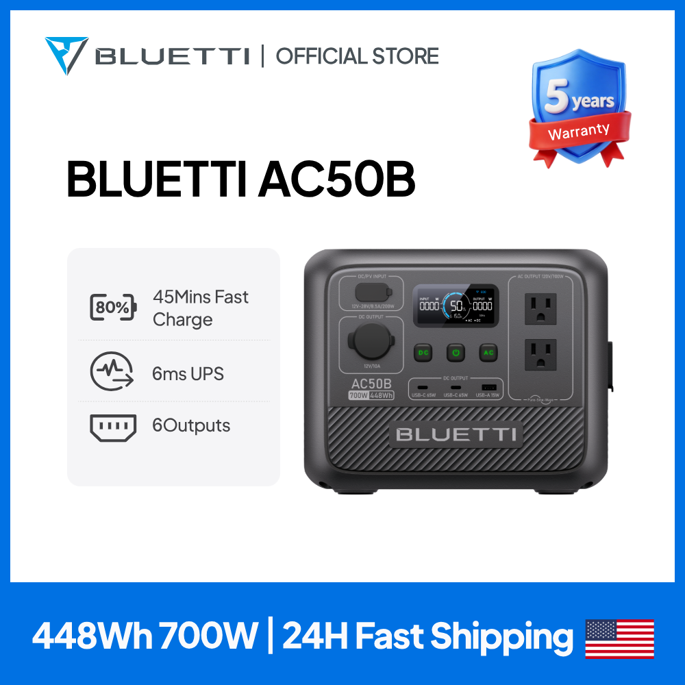 Outdoor Power Source - BLUETTI AC50B Tragbare Powerstation 700W 448Wh
