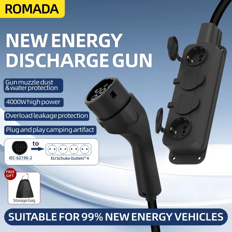 Outdoor Power Rack - Tragbares 16A 4KW V2L-Kabel Elektroauto-Seitenauslassstecker EV-Ladegerät